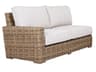 Havana Wicker Weathered Tobacco Leaf Left Arm Patio Loveseat Chair in Canvas Flax