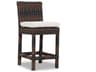 Montecito Wicker Outdoor Patio Counter Stool in Canvas Flax with Self Welt