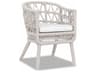 Dana Wicker Cushion Dining Chair in Linen Canvas with Self Welt