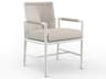 Sabbia Aluminum Natural Rope with Satin White Patio Dining Arm Chair in Echo Ash