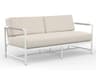 Sabbia Aluminum Natural Rope with Satin White Outdoor Patio Loveseat in Echo Ash