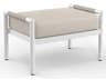 Sabbia Aluminum Natural Rope with Satin White Patio Ottoman in Echo Ash