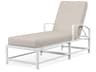 Bristol Aluminum Frost Outdoor Patio Chaise Lounge in Canvas Flax with self welt