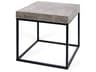 Petra Square Faux Stone Concrete Look Top Black Legs End Table