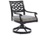 Black Sands Cast Aluminum Cushion Swivel Rocker Dining Arm Chair