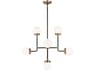 Cafe 8 Light Chandelier in Satin Brass
