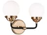 Cafe Two Light Bath Sconce in Satin Brass