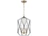 3-Light Lantern Pendant Zarra Satin Brass Geometric