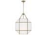 3 Light Lantern Pendant Morrison Satin Brass White Glass