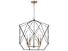 Zarra 5-Light Large Lantern Pendant Satin Brass and Midnight Black