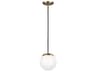 Leo LED Globe Pendant Satin Brass Opal Glass
