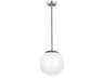 1-Light Large Pendant Light Leo Satin Aluminum White Glass