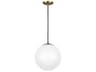 Globe Pendant Leo Satin Brass Smooth White