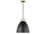Norman 1-Light Dome Pendant Satin Brass Midnight Black