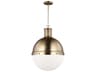 Large Pendant Light Hanks Satin Brass White Glass Globe
