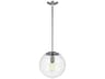 Leo Hanging Globe Pendant in Satin Aluminum with Clear Seeded Glass