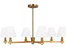 Paisley 6 Light Chandelier Burnished Brass White Linen Shades