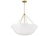 4 Light Chandelier Stassi Burnished Brass White Linen Shade