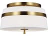 Semi-Flush Mount Ceiling Light Cordtlandt Burnished Brass Linen Shade