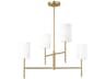4 Light Chandelier Key Burnished Brass White Linen