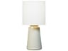 Vessel Table Lamp Ceramic Shellish Grey White Linen Shade