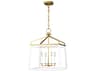 Lantern Chandelier Carlow 4-Light Matte White Burnished Brass