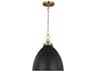 Wellfleet 1 Light Dome Pendant Midnight Black and Burnished Brass
