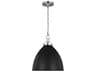 Wellfleet 15 Inch Dome Pendant Light Midnight Black Polished Nickel
