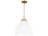 Large Dome Pendant Wellfleet Matte White Burnished Brass
