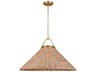Grand Pendant Whitby Burnished Brass Blonde Rattan