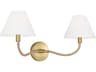 2 Light Wall Sconce Laguna Burnished Brass Linen Shade