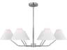 Burke 6-Light Brushed Steel Chandelier White Linen Shades