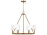Egmont 6 Light Chandelier Satin Brass White Linen Shades