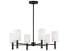 6-Light Chandelier Manor Midnight Black White Linen Shades