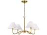 Eldon 4 Light Satin Brass Transitional Chandelier with White Linen Shades