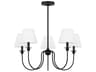 5-Light Chandelier Elsay Midnight Black White Linen Shades