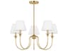 5-Light Chandelier Elsay Satin Brass White Linen