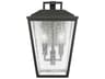 Kennewick 2-Light Outdoor Wall Lantern Textured Black Seeded Glass
