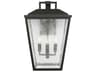 Kennewick 4-Light Outdoor Wall Lantern Textured Black Clear Seeded Glass