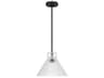 Liouet 1-Light Cone Pendant Midnight Black Clear Ribbed Glass
