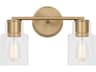 2 Light Bathroom Vanity Light Sayward Satin Brass Clear Glass