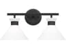 2 Light Bathroom Vanity Light Belcarra Midnight Black Etched Glass