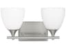 Toffino 2-Light Vanity Light Brushed Steel Milk Glass