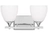 2 Light Bath Vanity Light Toffino Chrome Finish Milk Glass