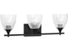 Toffino 3-Light Vanity Light Midnight Black Clear Crackle Glass