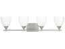 Toffino 4 Light Bath Vanity Light Brushed Steel Milk Glass