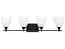 4 Light Bathroom Vanity Light Toffino Midnight Black Milk Glass