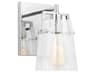 Crofton Chrome 1 Light Wall Sconce with Clear Crackle Glass