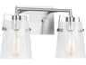 Crofton 2-Light Bathroom Vanity Light with Clear Crackle Glass