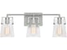 3 Light Bathroom Vanity Light Crofton Brushed Steel Clear Glass